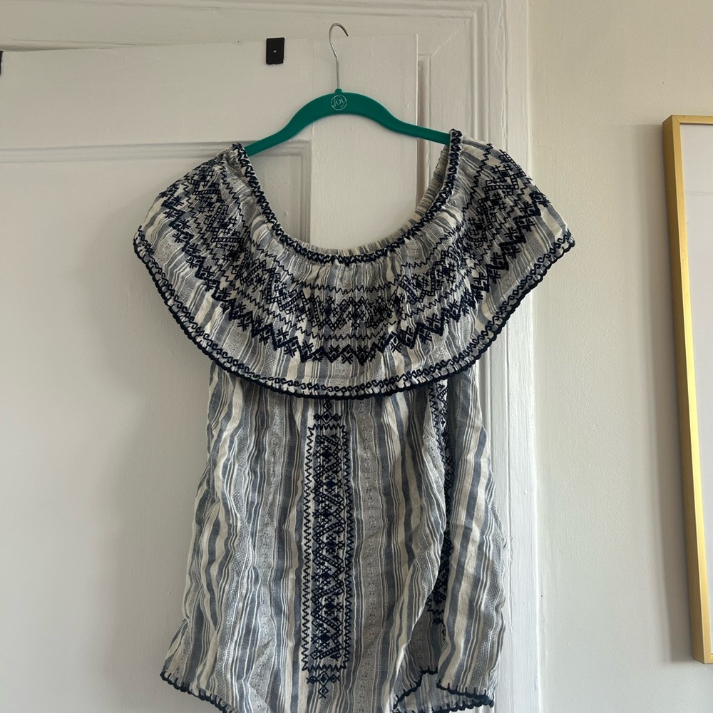 Calypso St Barth Embroidered Black and White Women's Top